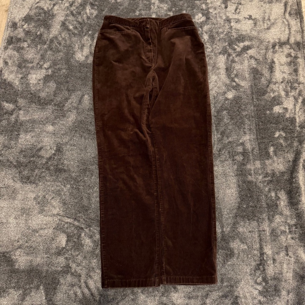 Jones Sport Brown Corduroy Pants Womens 10 Straight Leg Stretch Cotton Blend